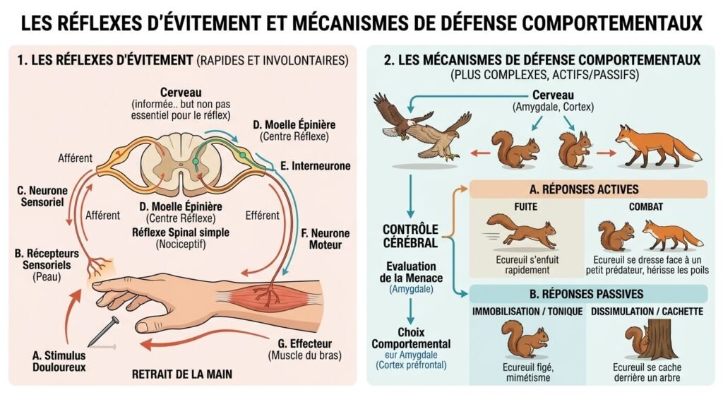 Pourquoi mon mari me ment pour des futilités et comment réagir ? 3 Schéma explicatif sur les réflexes d'évitement et la réaction du cerveau face au conflit.