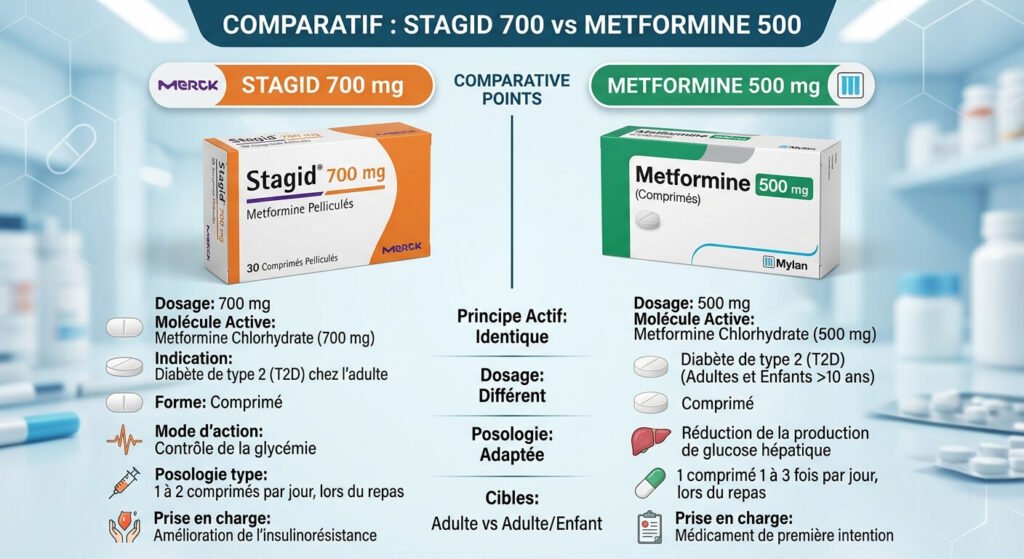 Stagid 700 et Metformine 500 : quelle différence exactement ? 3 comparatif Stagid 700 et Metformine 500