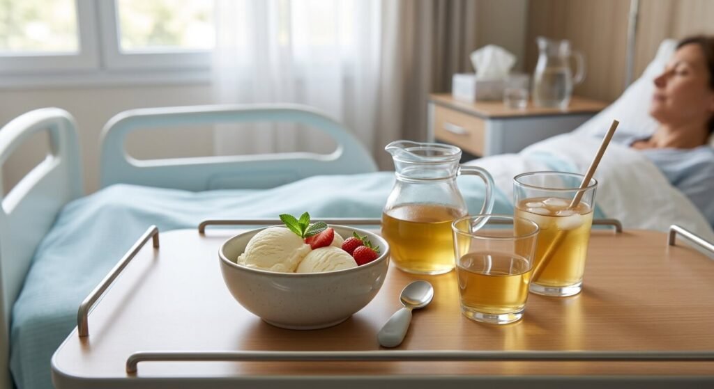Amygdalectomie chez l'adulte : témoignages, douleur et convalescence 3 Bol de glace et liquides froids adaptés à la récupération après chirurgie de la gorge.