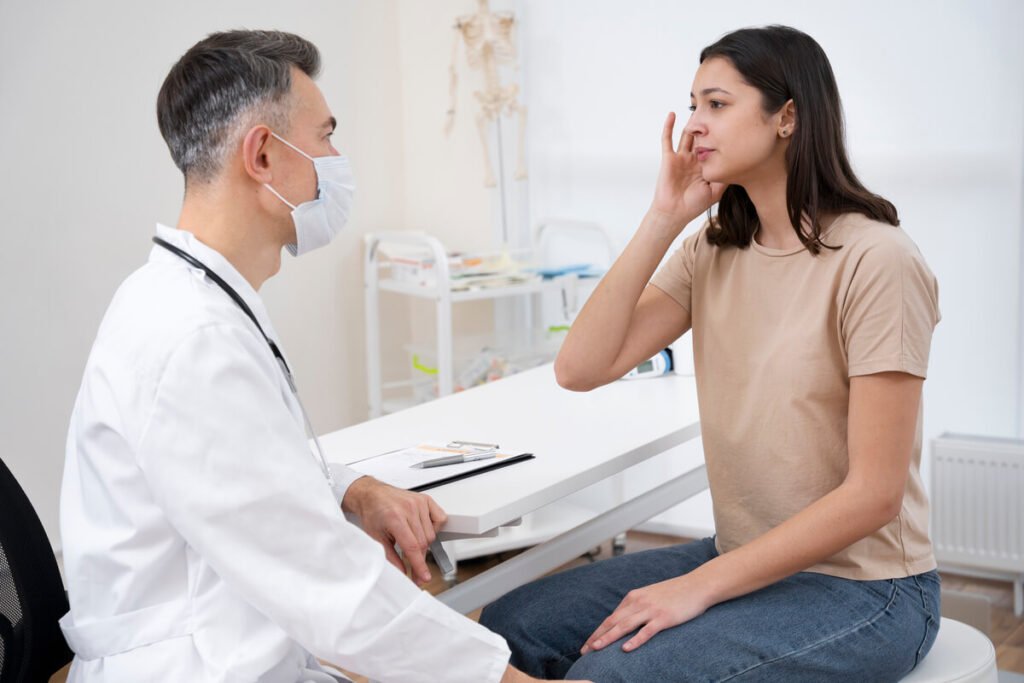 J'ai guéri de la maladie de Ménière : témoignages, rémission et traitements 2 Patient consultant un médecin ORL pour un examen vestibulaire de l'oreille interne.