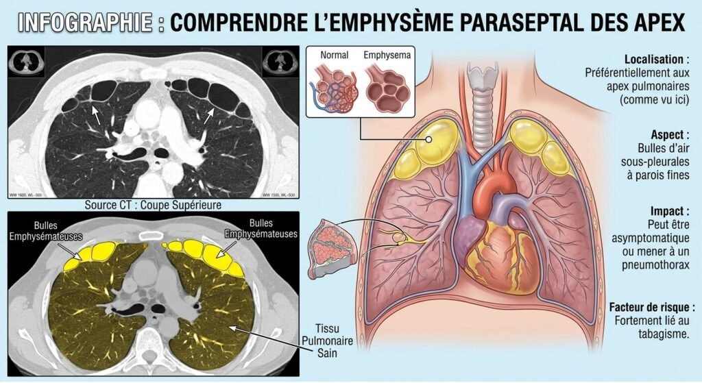 Emphysème paraseptal des apex : définition, scanner et risques 3